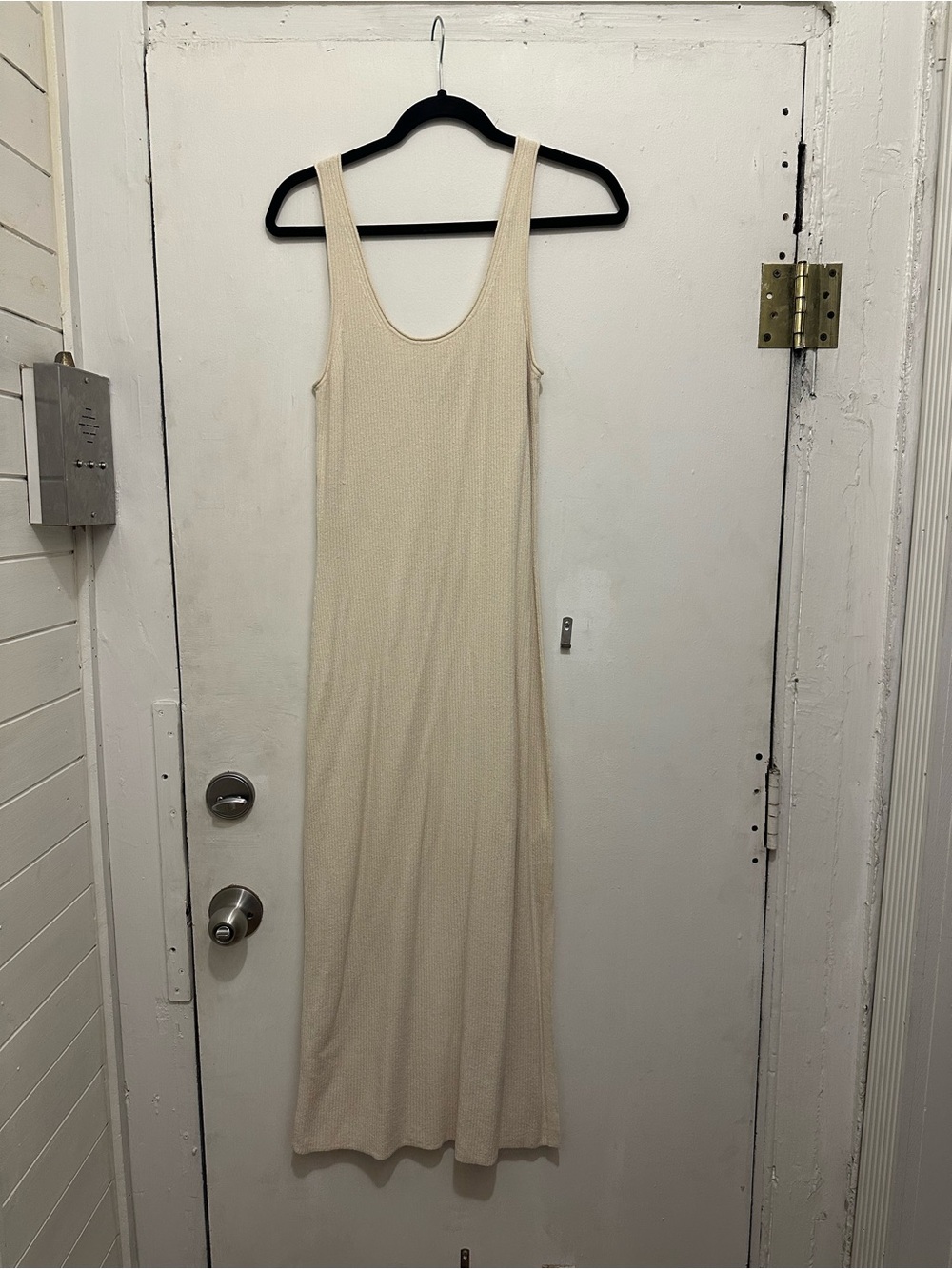 & Other Stories Cream Ribbed Maxi Dress - Scoop Neck